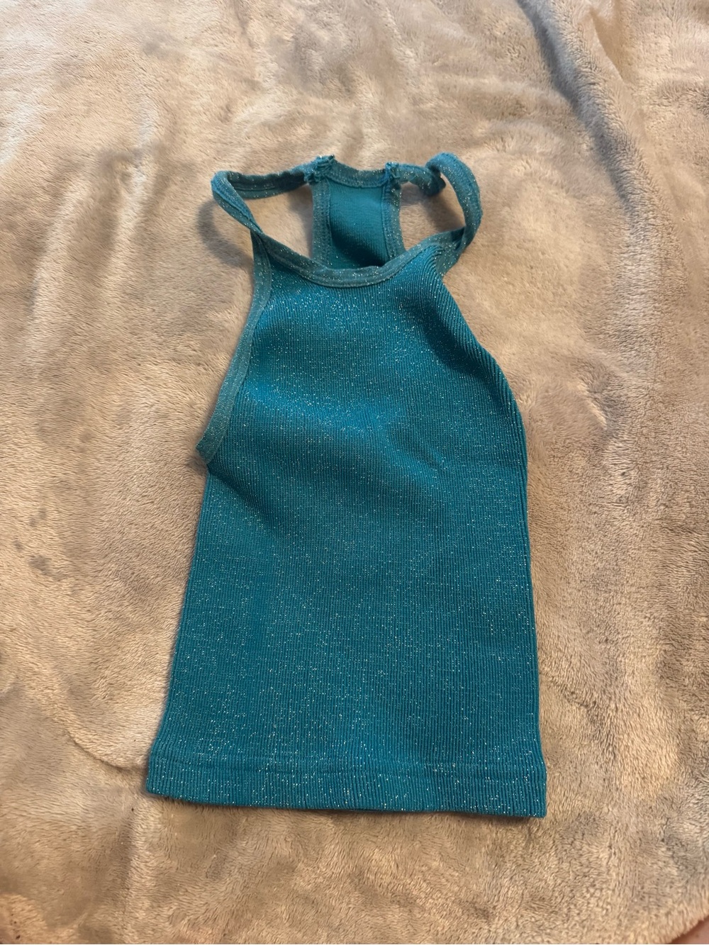 Free People Teal Shimmer Halter Crop Top